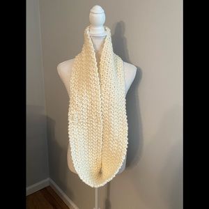 Cream Colored Handmade Knit Infinity Scarf